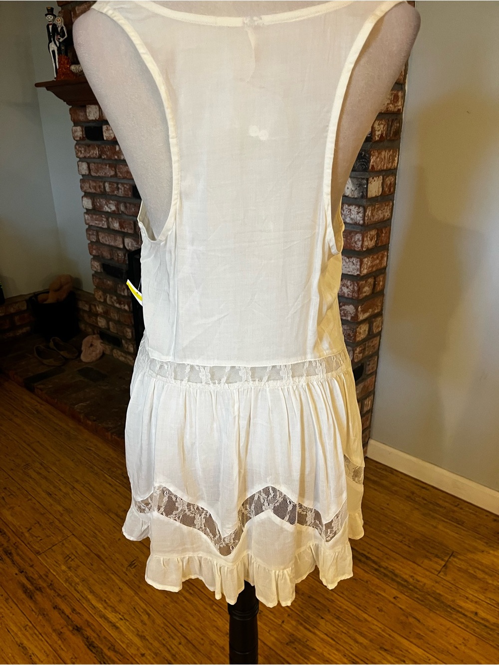 Free People Cream Sleeveless Lace-Trim Tunic - Picture 3 of 7